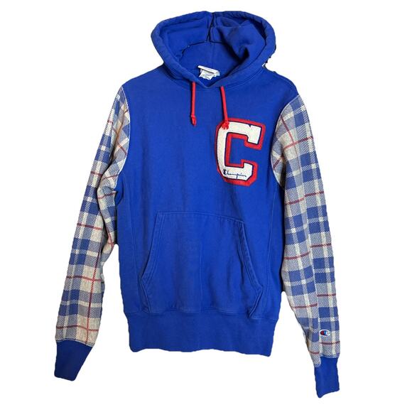 Champion Other - Vintage Champion Mens Small Reverse Weave Pullover Hoodie Pocket Blue Plaid